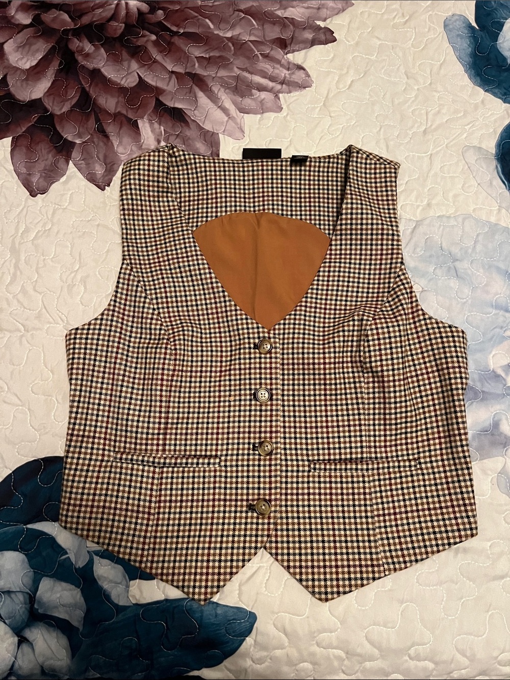 Halogen Houndstooth Check Vest